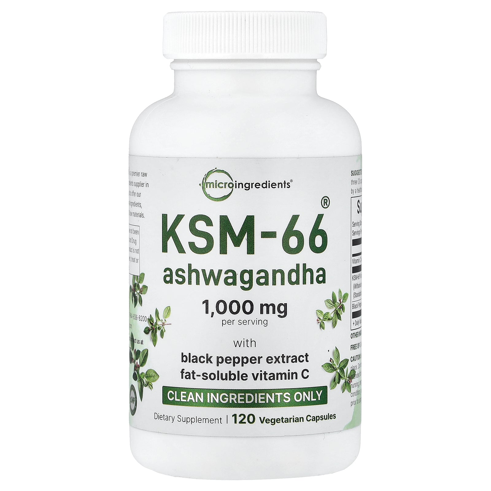 Micro Ingredients, KSM-66® Ashwagandha, 120 Vegetarian Capsules