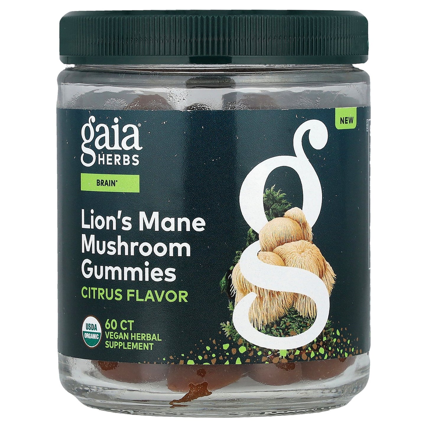 Gaia Herbs, Lion's Mane Mushroom Gummies, Citrus, 60 Gummies