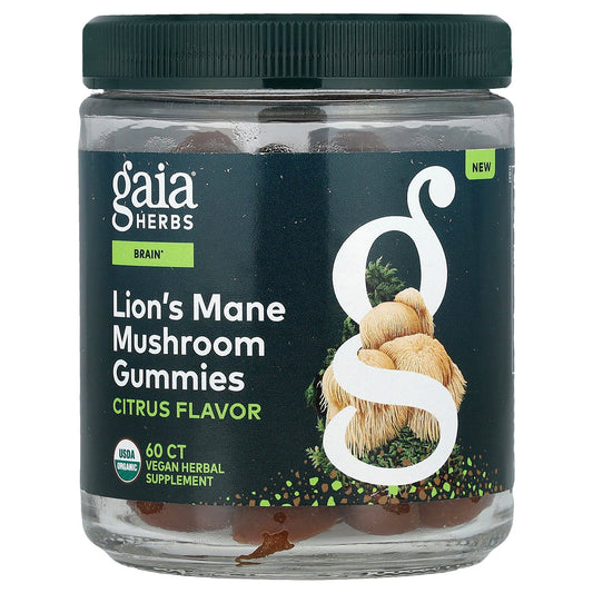 Gaia Herbs, Lion's Mane Mushroom Gummies, Citrus, 60 Gummies