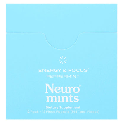 NeuroGum, NeuroMints, Energy & Focus, Peppermint, 12 Packs, 12 Pieces Each