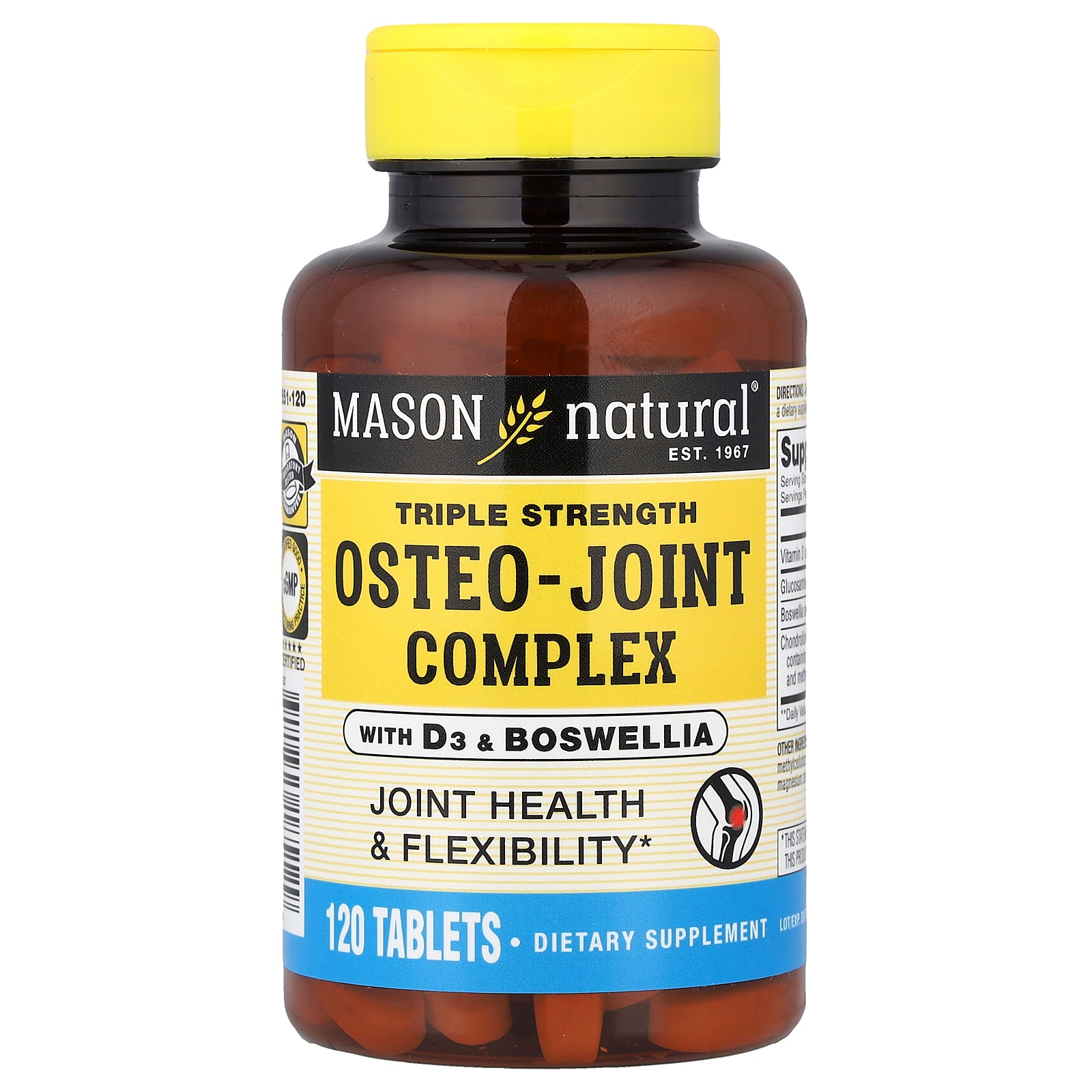 Mason Natural, Osteo-Joint Complex with D3 & Boswellia, Triple Strength, 120 Tablets