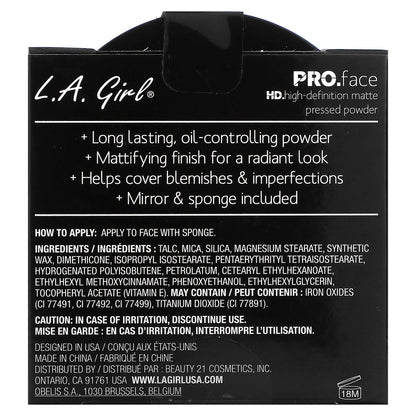 L.A. Girl, PRO.face Matte Pressed Powder, GPP604 Creamy Natural, 0.25 oz (7 g)