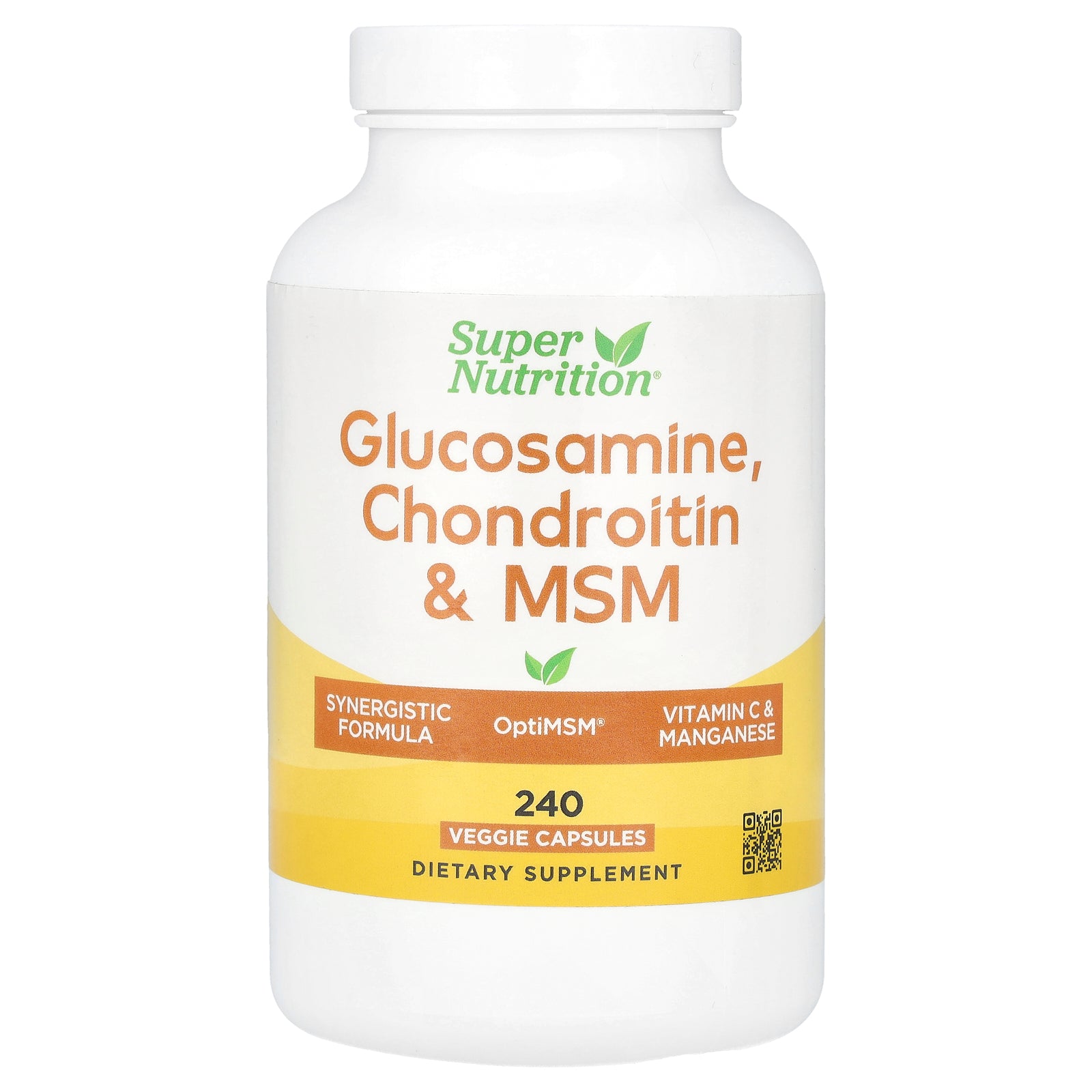 Super Nutrition, Glucosamine, Chondroitin, & MSM with Potassium and Vitamin C, 240 Veggie Capsules