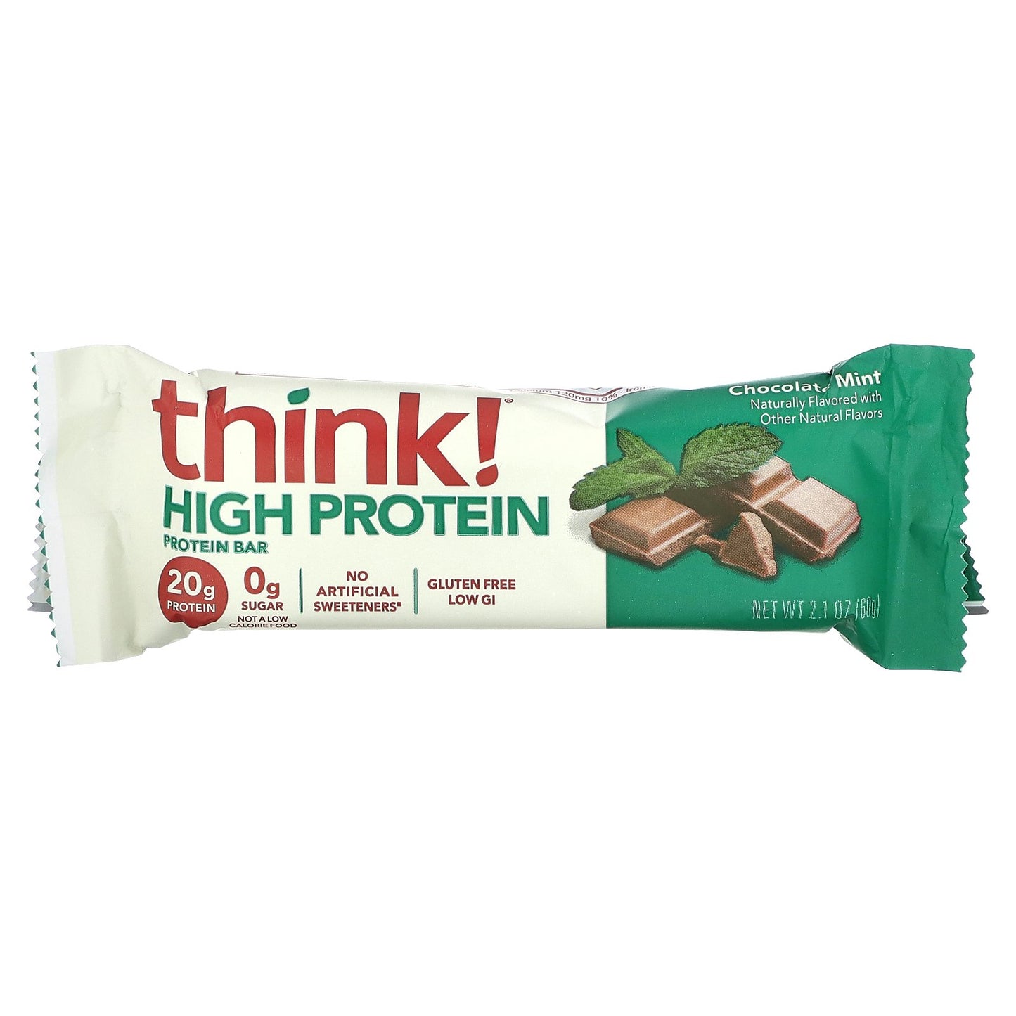 Think !, High Protein Bars, Chocolate Mint, 10 Bars, 2.1 oz (60 g) Each