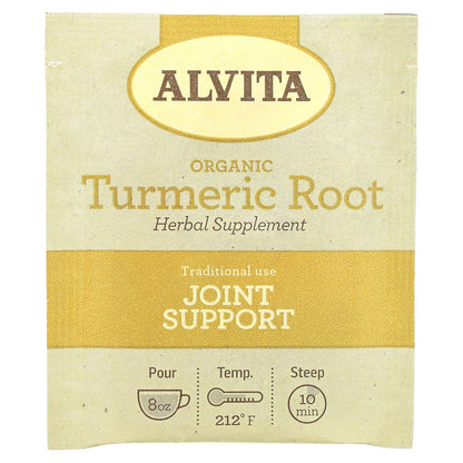 Alvita Teas, Organic Botanical Tea, Turmeric Root, Caffeine Free, 16 Individually Wrapped Tea Bags, 1.13 oz (32 g)