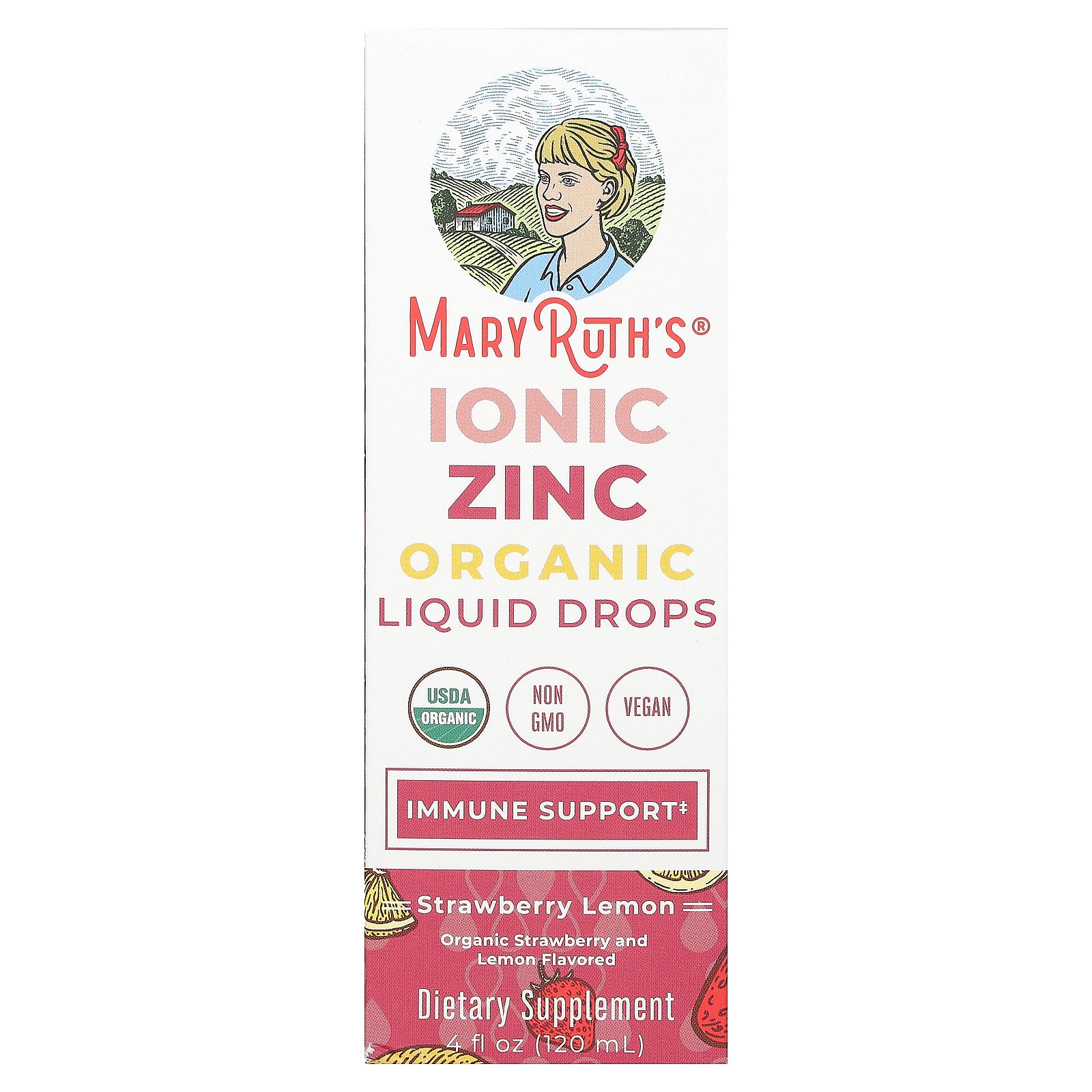 MaryRuth's, Organic Ionic Zinc Liquid Drops, Strawberry Lemon, 3 mg, 4 fl oz (120 ml)