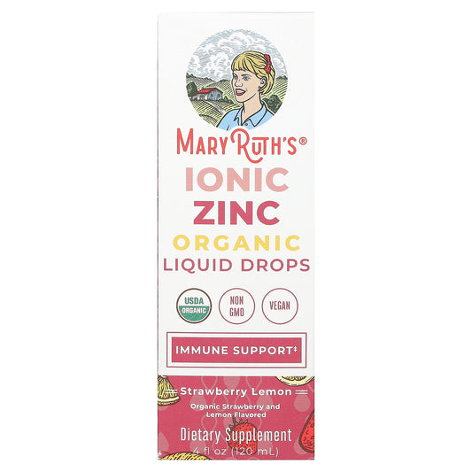 MaryRuth's, Organic Ionic Zinc Liquid Drops, Strawberry Lemon, 3 mg, 4 fl oz (120 ml)