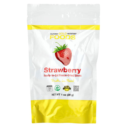 California Gold Nutrition, Foods, Freeze-Dried Strawberry, Ready to Eat Whole Freeze-Dried Slices, 1 oz (28 g)