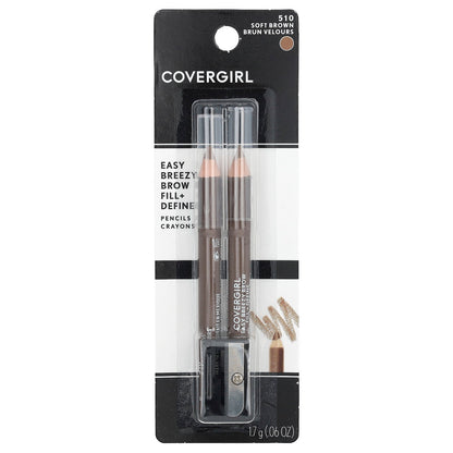 Covergirl, Easy Breezy Brow, Fill + Define Pencil, 510 Soft Brown, 0.06 oz (1.7 g)