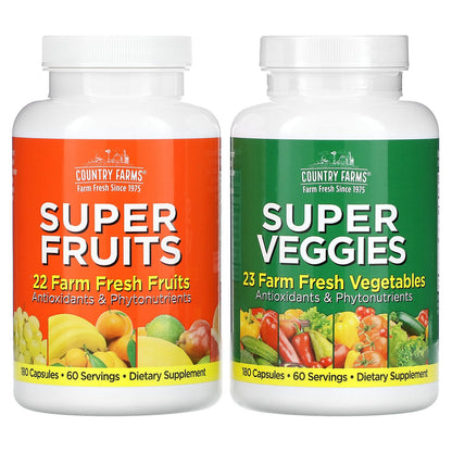 Country Farms, Super Fruits & Veggies , 2 Pack, 180 Capsules Each