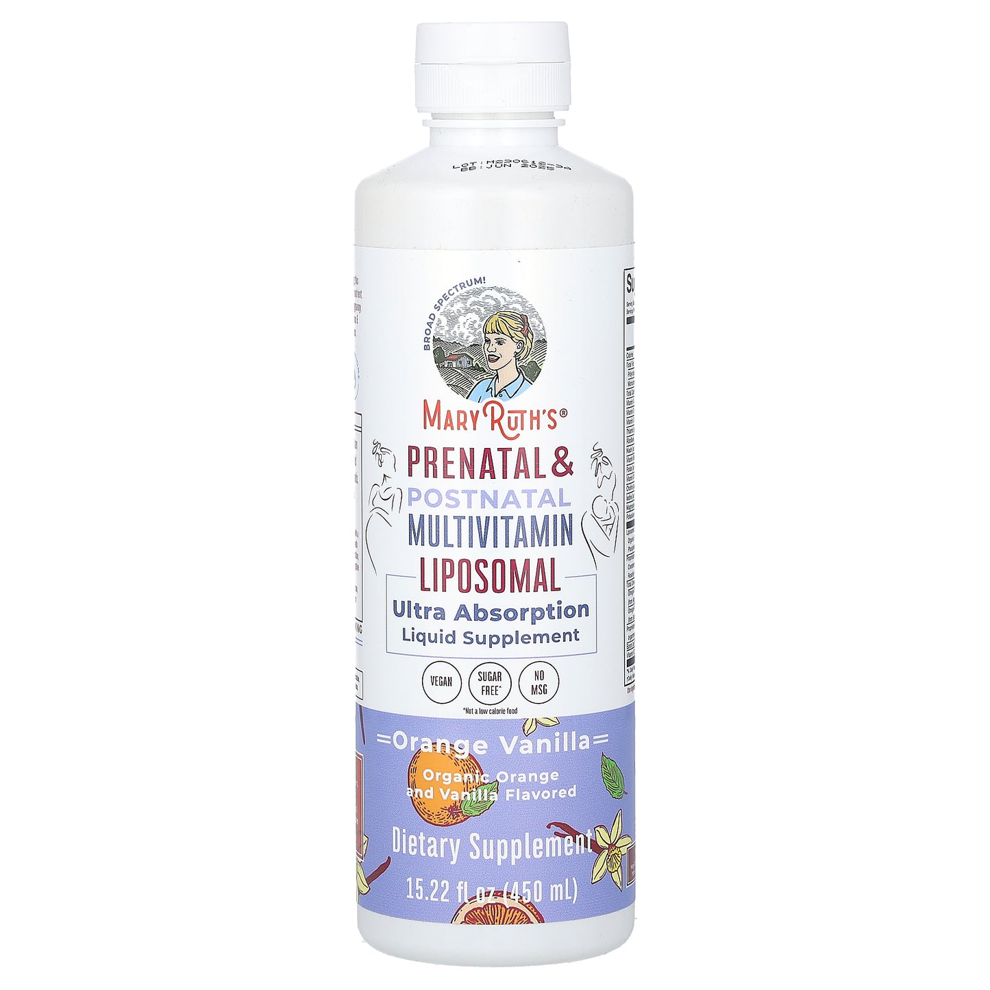 MaryRuth's, Prenatal & Postnatal Multivitamin Liposomal, Orange Vanilla, 15.22 fl oz (450 ml)