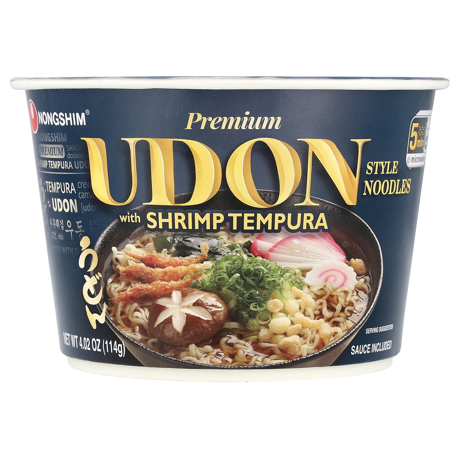 Nongshim, Premium Udon Style Noodles with Shrimp Tempura , 4.02 oz (114 g)