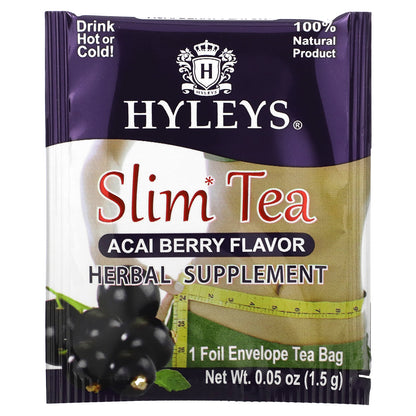 Hyleys Tea, Slim Tea, Acai Berry, 50 Foil Envelope Tea Bags, 2.64 oz (75 g)