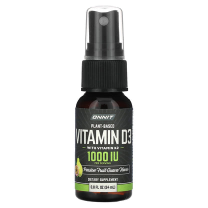 Onnit, Plant Based Vitamin D3 with Vitamin K2, Passion Fruit Guava, 25 mcg (1,000 IU), 0.8 fl oz (24 ml)