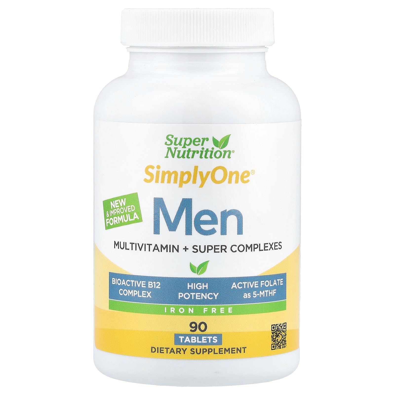 Super Nutrition, SimplyOne®, Men's Multivitamin with Super Adaptogens, Greens, Spices, & Antioxidant, Iron Free, 90 Tablets