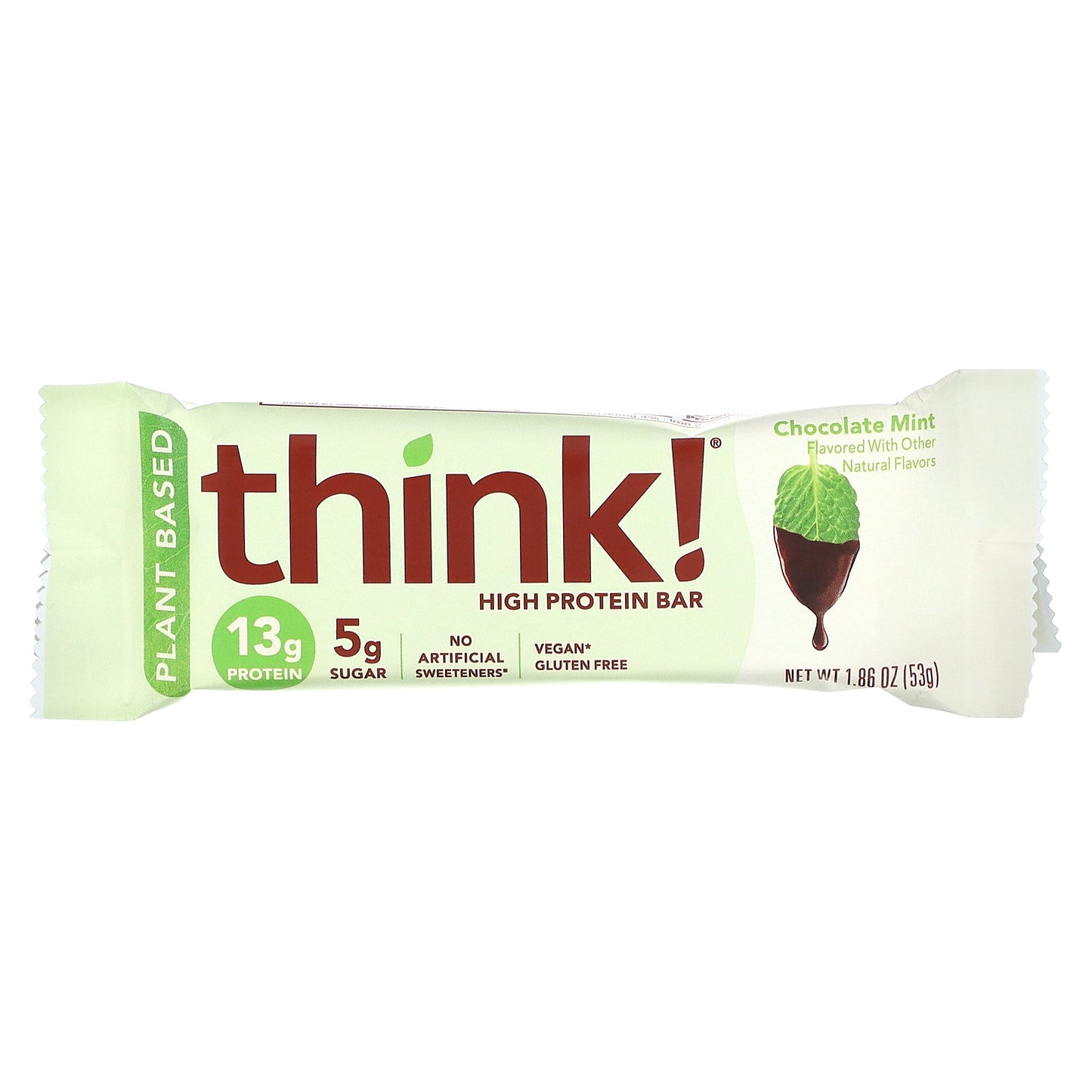 Think !, Plant Based High Protein Bars, Chocolate Mint, 10 Bars, 1.86 oz (53 g) Each
