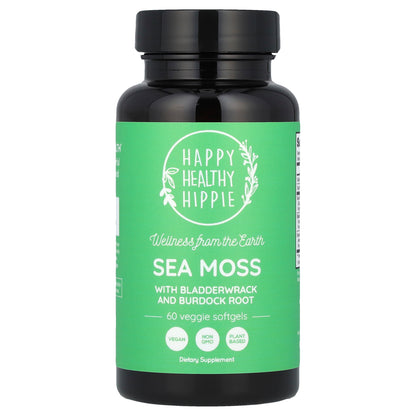 Happy Healthy Hippie, Sea Moss with Bladderwrack and Burdock Root, 60 Veggie Softgels