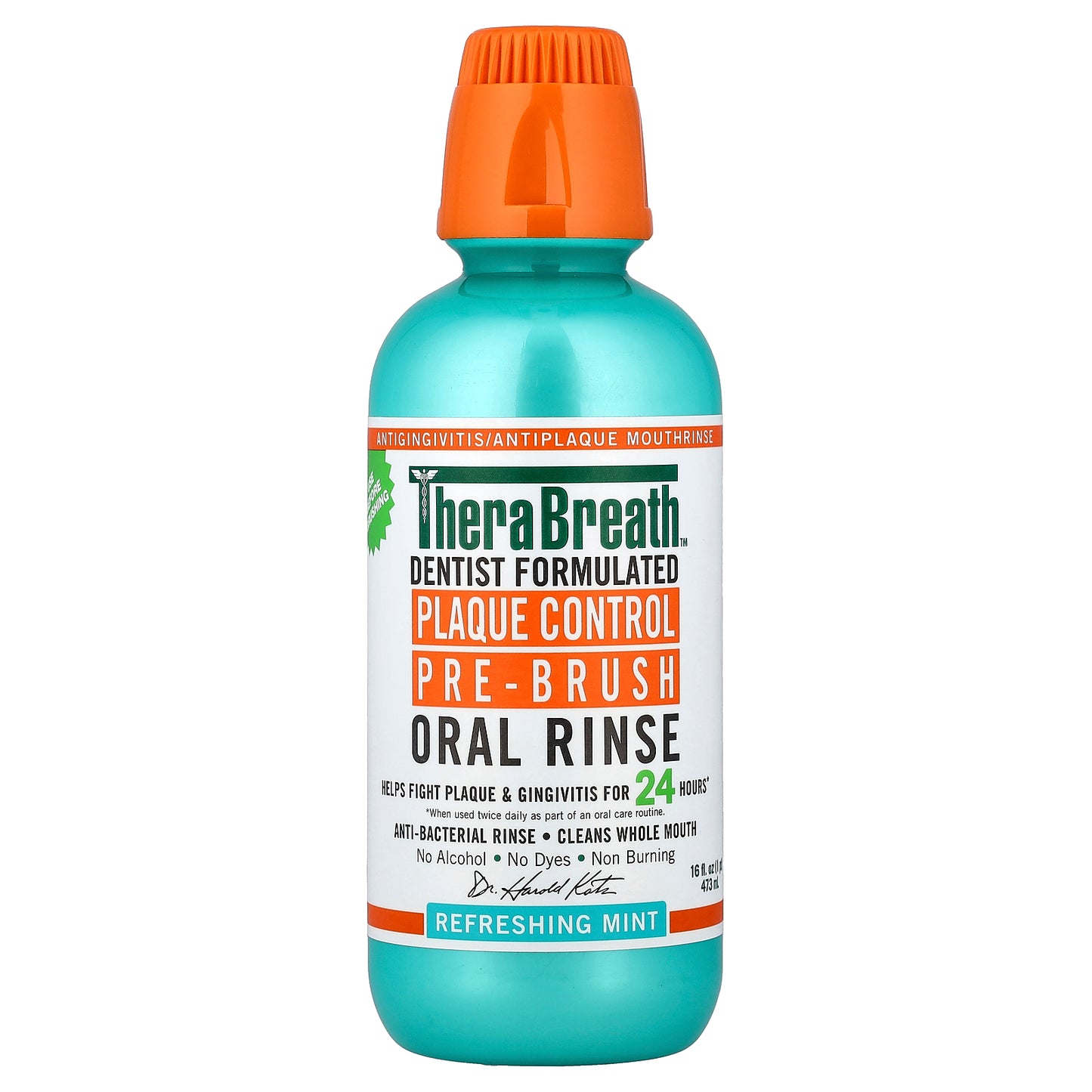 TheraBreath, Plaque Control Pre-Brush Oral Rinse, Refreshing Mint, 16 fl oz (473 ml)