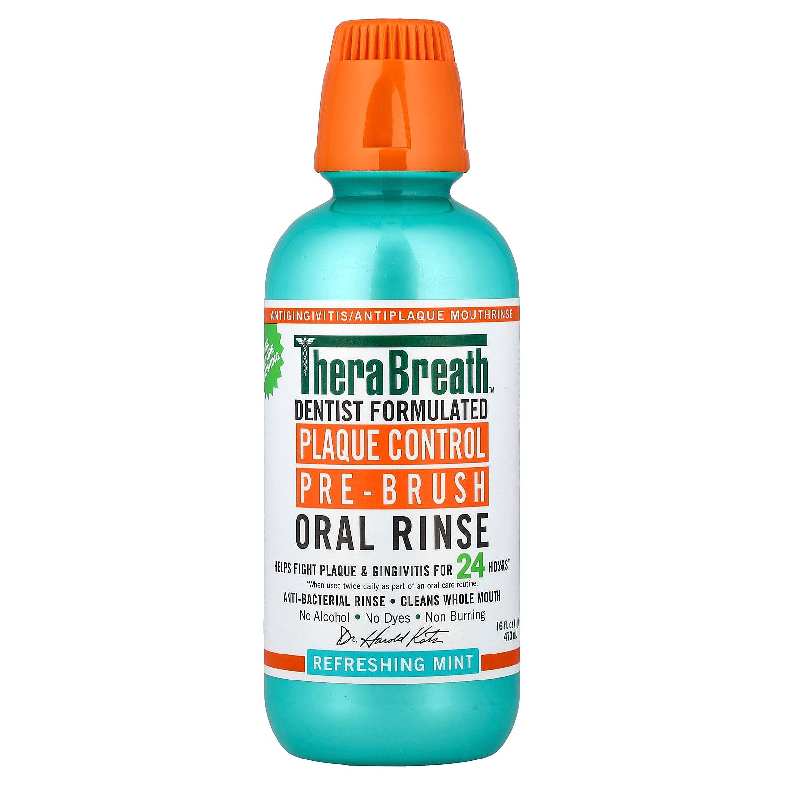 TheraBreath, Plaque Control Pre-Brush Oral Rinse, Refreshing Mint, 16 fl oz (473 ml)