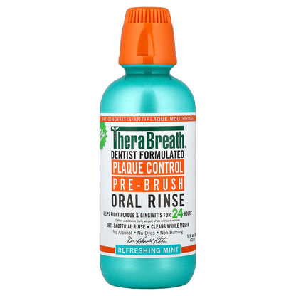 TheraBreath, Plaque Control Pre-Brush Oral Rinse, Refreshing Mint, 16 fl oz (473 ml)