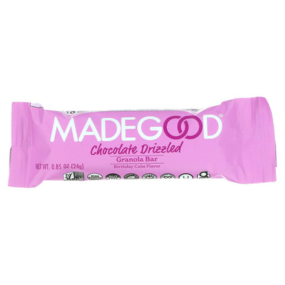 MadeGood, Granola Bars, Chocolate Drizzled, Birthday Cake, 5 Bars, 0.85 oz (24 g) Each