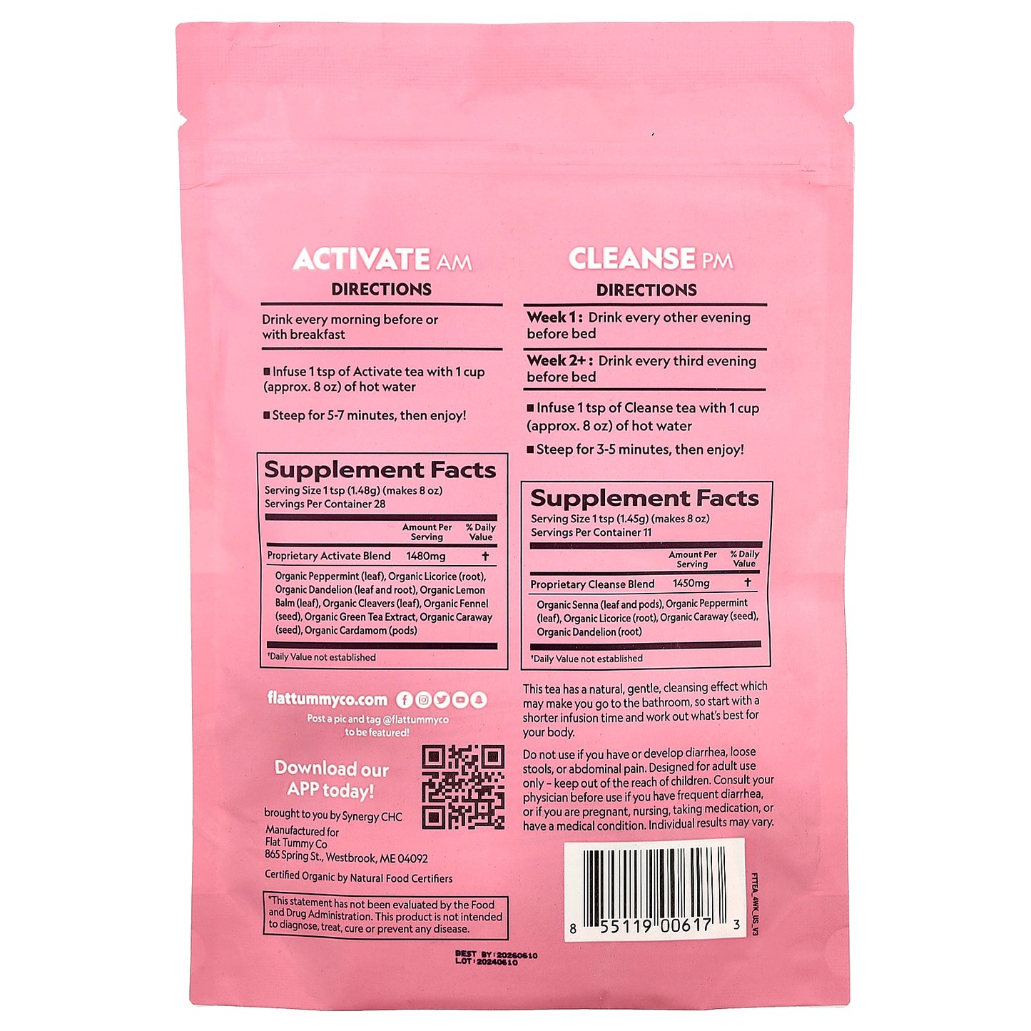 Flat Tummy, Tea, 4 Week Organic Cleanse, Original, 2.01 oz (57 g)