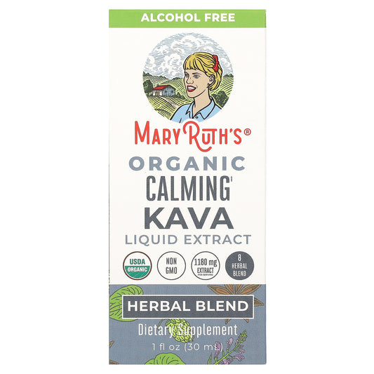 MaryRuth's, Organic Calming Kava Liquid Extract, Alcohol Free, 1,180 mg, 1 fl oz (30 ml)