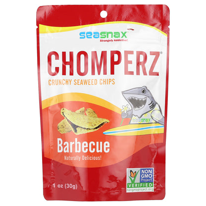 SeaSnax, Chomperz, Crunchy Seaweed Chips, Barbecue, 1 oz (30 g)