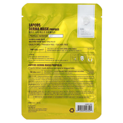 Lapcos, Propolis Derma Beauty Sheet Mask, 1 Sheet Mask, 0.84 fl oz (25 ml)