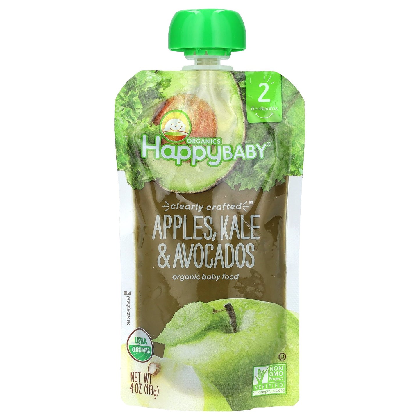 Happy Family Organics, Happy Baby®, Organic Baby Food, 6+ Months, Apples, Kale & Avocados, 4 oz (113 g)