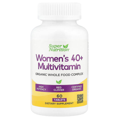 Super Nutrition, Organic Whole Food Women's 40+ Multivitamin with Organic Amla Extract, Organic Sunflower Extract, Organic Moringa Extract, and Organic Shiitake Extract , 60 Tablets