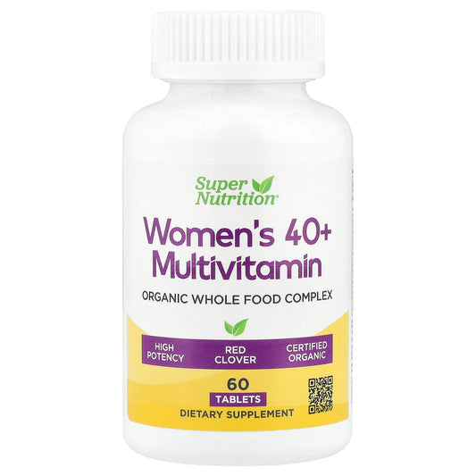 Super Nutrition, Organic Whole Food Women's 40+ Multivitamin with Organic Amla Extract, Organic Sunflower Extract, Organic Moringa Extract, and Organic Shiitake Extract , 60 Tablets