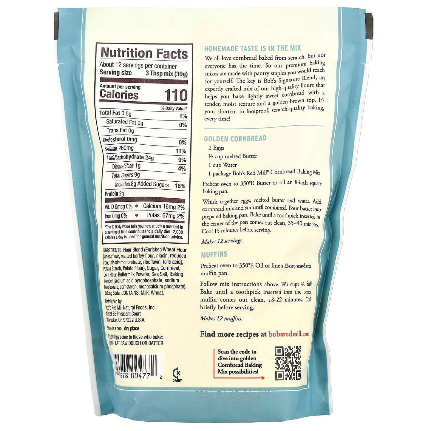 Bob's Red Mill, Golden Cornbread Baking Mix, 13 oz (368 g)