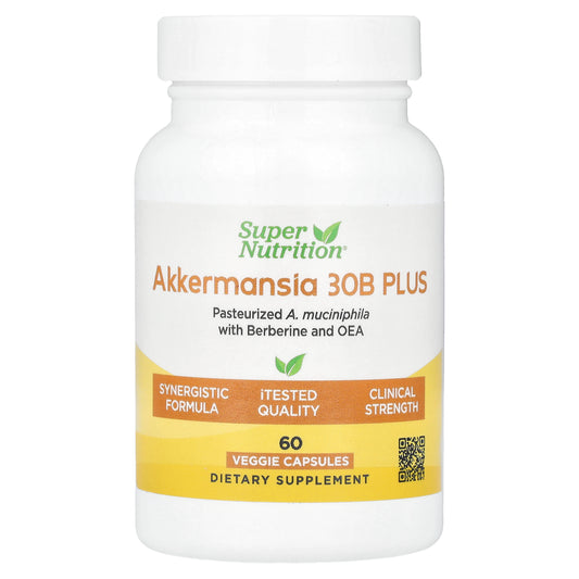 Super Nutrition, Akkermansia 30B PLUS Pasteurized A. Muciniphila with Berberine and OEA, 60  Veggie Capsules