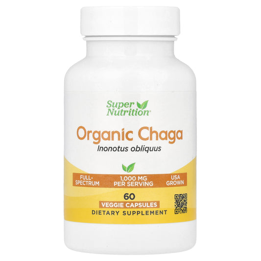 Super Nutrition, Organic Chaga Mushroom, 60 Veggie Capsules