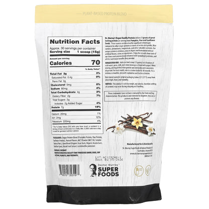 Dr. Murray's, Super Foods, 3 Seed Protein Powder, Pumpkin + Flax + Sunflower, Vanilla, 16 oz (453.5 g)