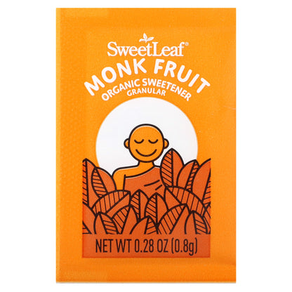 SweetLeaf Stevia, Monk Fruit Organic Sweetener Granular, 80 Packets, 2.26 oz (64 g)