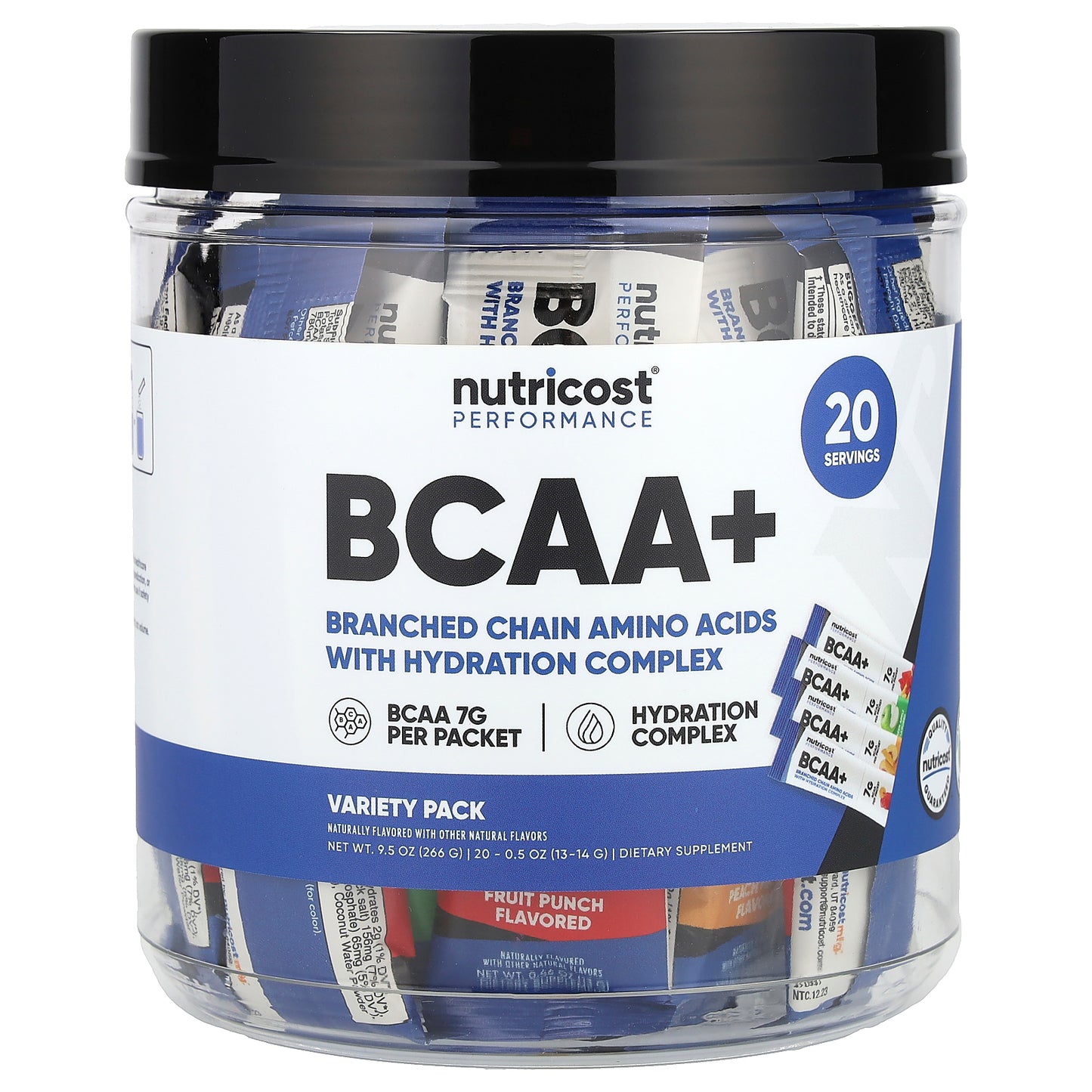 Nutricost, Performance, BCAA +, Variety Pack, 20 Packets, 0.5 oz (13-14 g) Each