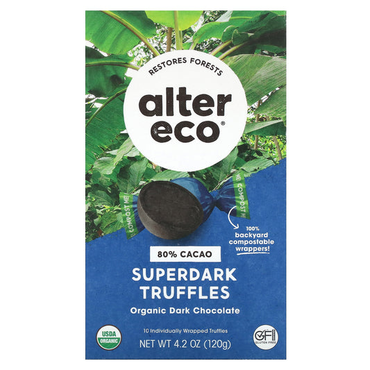 Alter Eco, Organic Dark Chocolate Truffles, Superdark, 80% Cacao, 10 Truffles, 4.2 oz (120 g)