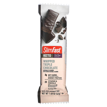 SlimFast, Keto Meal Replacement Bar, Whipped Triple Chocolate, 5 Bars, 1.48 oz (42 g) Each