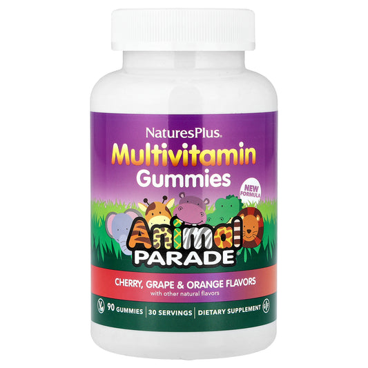 NaturesPlus, Animal Parade®, Multivitamin Gummies, Cherry, Grape & Orange, 90 Gummies