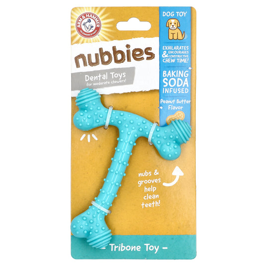 Arm & Hammer, Nubbies, Dental Toys For Moderate Chewers, Tribone, Peanut Butter, 1 Toy