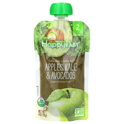 Happy Family Organics, Happy Baby, Organic Baby Food, 6+ Months, Apples, Kale & Avocados, 4 oz (113 g)