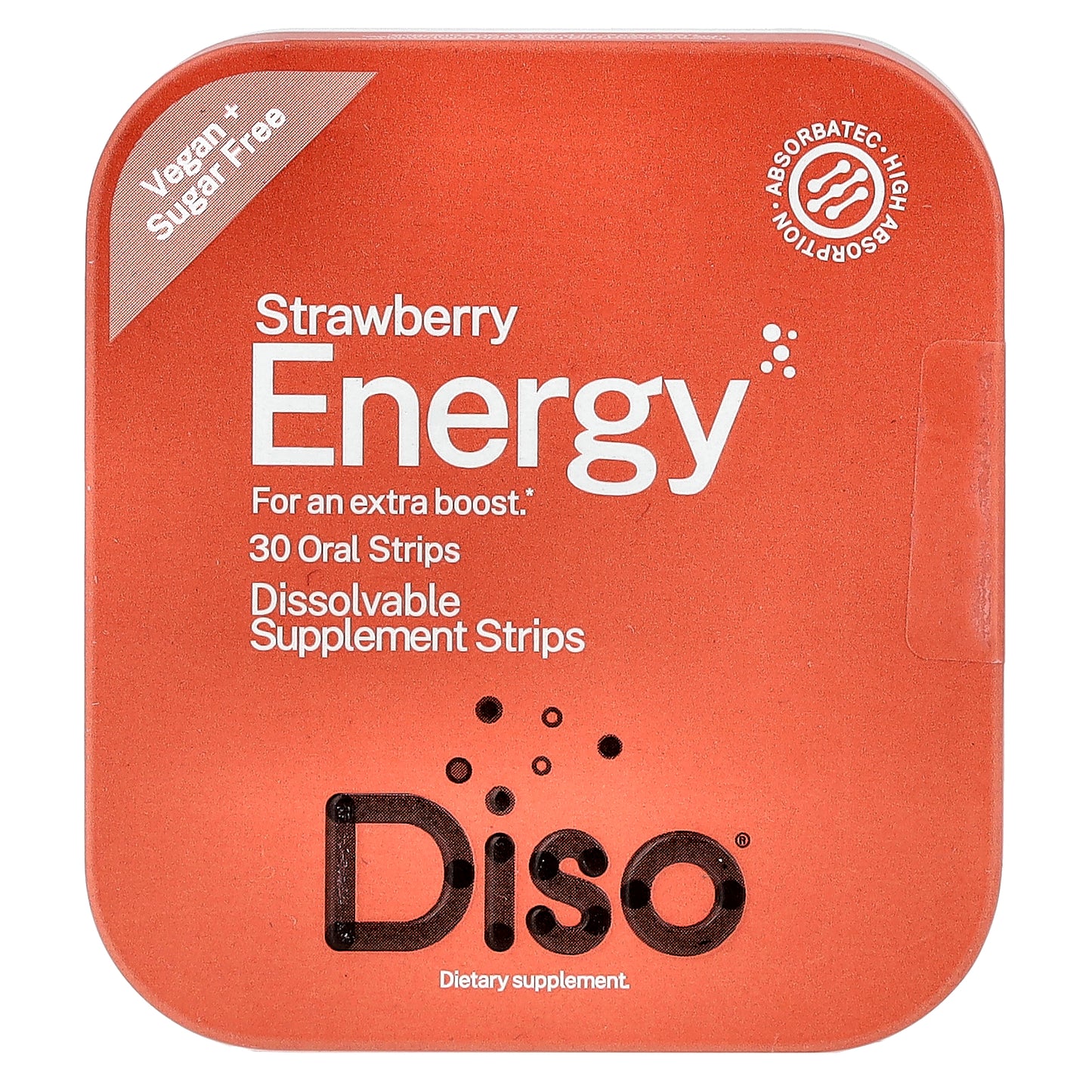 Diso, Energy, Strawberry, 30 Oral Strips