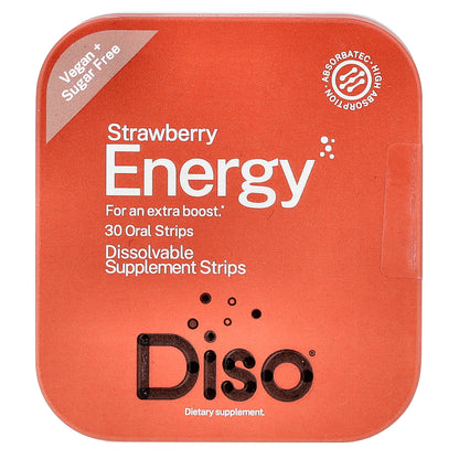 Diso, Energy, Strawberry, 30 Oral Strips