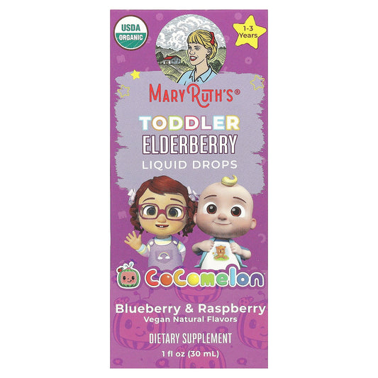 MaryRuth's, Cocomelon, Toddler Elderberry Liquid Drops, 1-3 Years, Blueberry & Raspberry, 1 fl oz (30 ml)