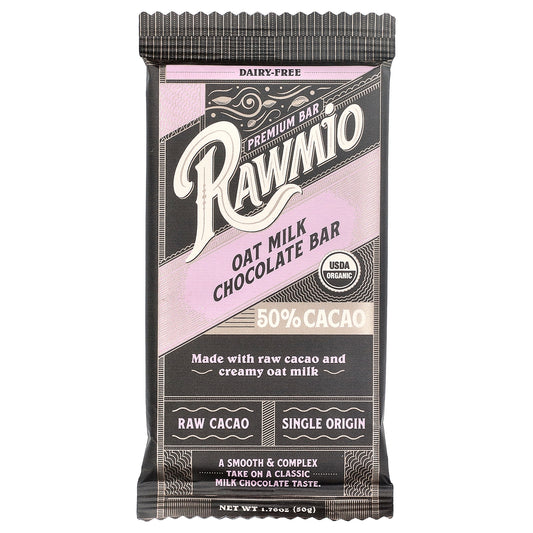 Rawmio, Oat Milk Chocolate Bar, 50% Cacao, 1.76 oz (50 g)