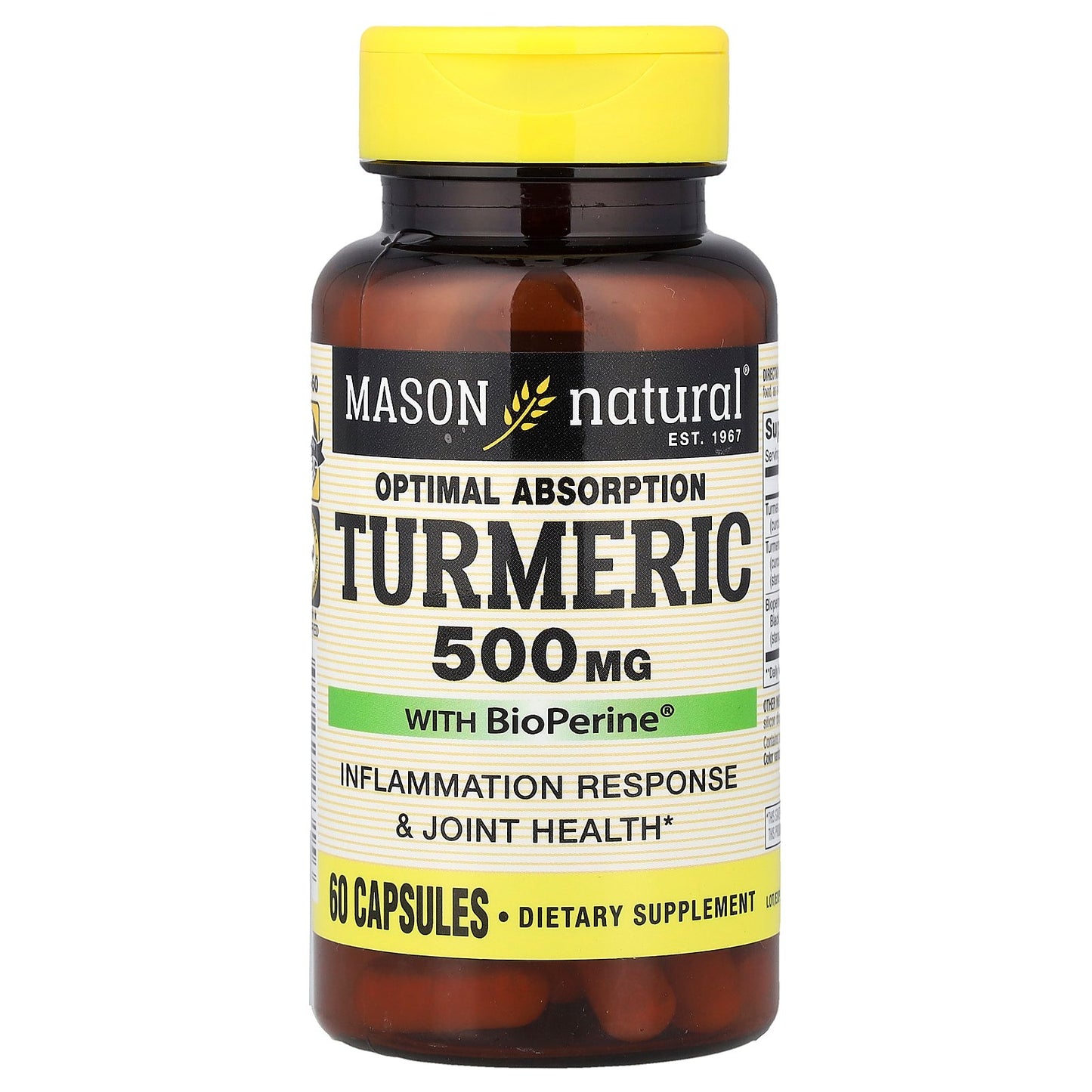 Mason Natural, Optimal Absorption Turmeric with BioPerine®, 60 Capsules