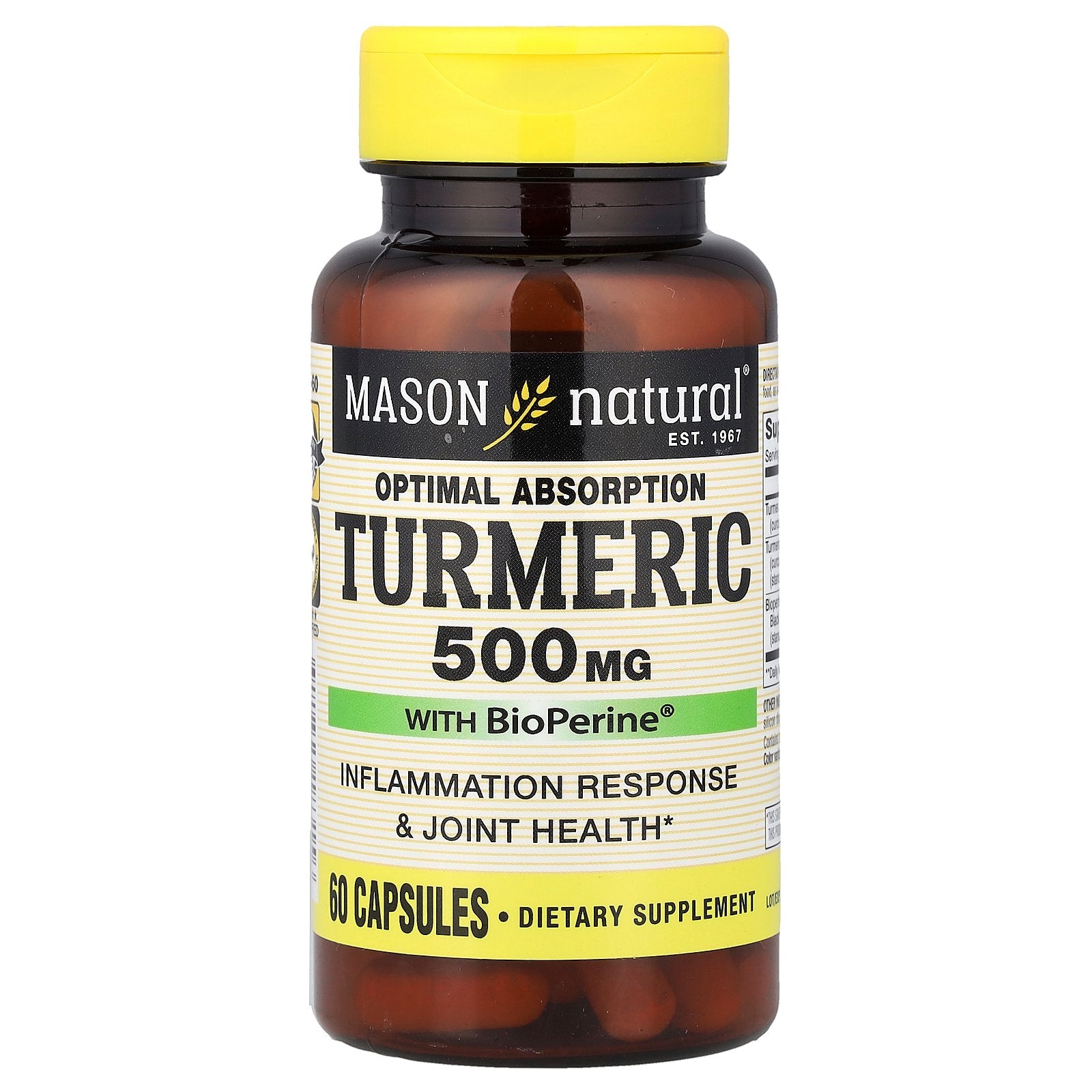 Mason Natural, Optimal Absorption Turmeric with BioPerine®, 60 Capsules