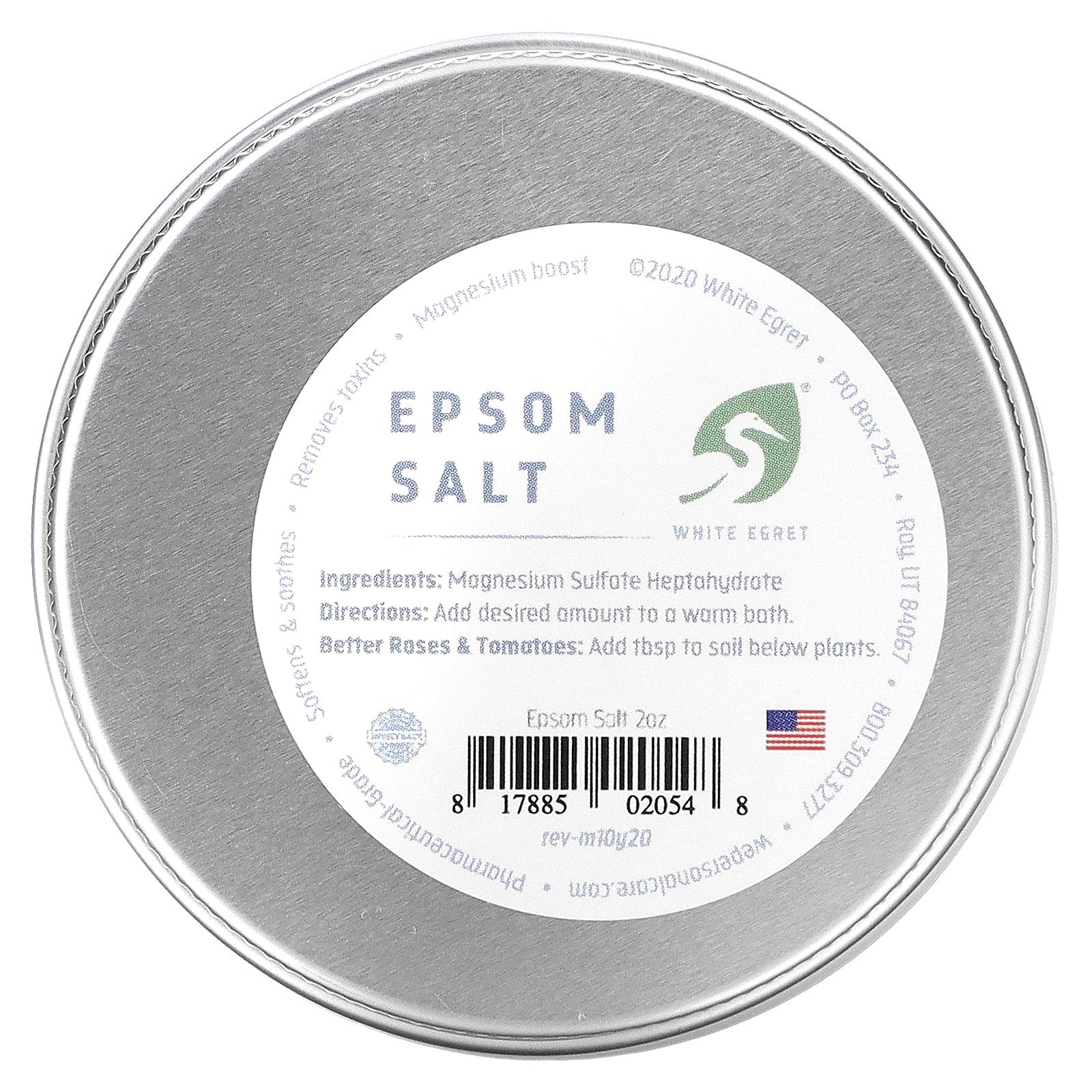 White Egret Personal Care, Epsom Salt, 2 oz (57 g)